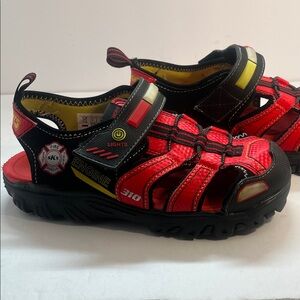 Skechers Kids Red and Black Engine Light-Up Sandals